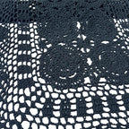 Phantomon Lace Table Runner Rectangular Table Cover Cloth Handmade Crochet Floral Placemats 100% Cotton (Floral Black, 15x28Inch)