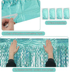 4 Pack 3.3 ft x 6.6 ft Wavy Sparkle Aqua Teal Blue Foil Curtain - Water Blue Foil Streamers for Holiday Bachelorette Ocean Themed Decor Winter Party Decorations Supplies
