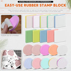 Rustark 22 Pcs Mixed Rubber Stamp Carving Blocks Set with Carving Knives and Whetstone, Carve Block Printing Carving Block Kit for Printmaking, Scrapbooking, Sculpting, Stamping