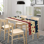 Memorial Day Table Runner, 4th of July American Patriotic Independence Day Stars Stripes Print Table Runne for Summer Holiday USA Home Decoration Party,13x60inch