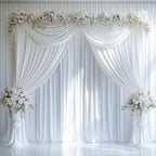30ftx16FT Wrinkle Free White Backdrop Curtain, 6 Panels 16FT Height White Wedding Backdrop Drapes, Silky Polyester Back Drop Cloth for Birthday Photography Background Party Backdrop Draping