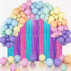 2 Pack Blue Purple Pink Foil Fringe Backdrop Curtains, Tinsel Streamers Party Decorations, Fringe Backdrop, Door Shimmer for Mermaid or Birthday Party