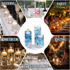 20 PCS White Floating Candles and 16 PCS Glass Vases for Centerpieces with 400 Fake Ice Acrylic Rocks Vase Filler Floating Candle Centerpieces for Tables Party Wedding Home Decoration