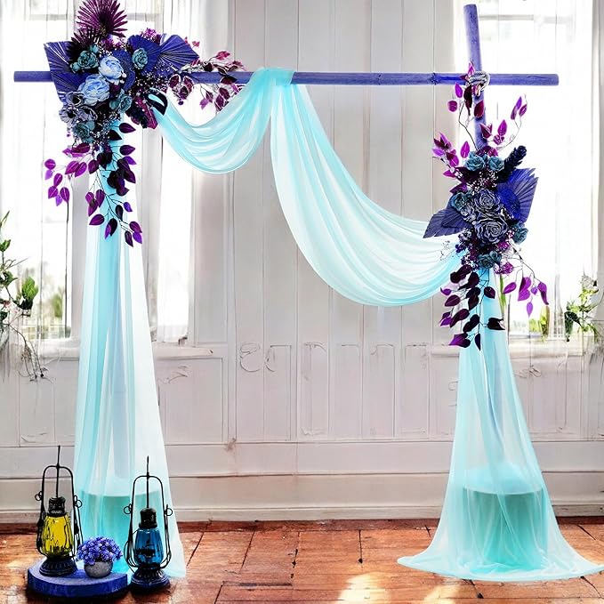 MDS Halloween Chiffon Draping Fabric - 2 Panel, 30" Wide x 50ft Long - Sheer Spooky Arbor & Canopy Drapery for Haunted House Backdrops, Party Ceilings, DIY Costumes & Themed Events - Teal