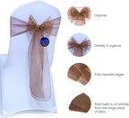 MDS Pack of 125 PCS Organza Chair Sashes Wider Dining Chair Bows Ribbon Tie Back for Wedding Party Birthday Bridal Shower Reception Event Banquet Home Chair Cover Decoration - Coffee