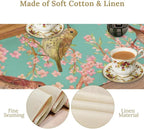 Table Runner with Flowers and Birds, Spring Plant Flowers Table Decoration Linen Table Runner Family Party Party Decorations 13x36 Inches