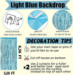 4 Pack Fringe Curtain Backdrop, 3.2Ft x 6.6Ft Light Blue Metallic Tinsel Foil Fringe Streamers Background for Photo Booth Birthday Wedding Baby Shower Easter Pool Ocean Underwater Party Decorations
