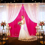 10x10ft Shimmer Hot Pink Sequin Backdrop Curtain for Parties, Thick Wrinkle Free Glitter Fuchsia Photo Backdrop Drapes Curtains for Birthday Wedding Halloween Photography Background-2 Panels 5x10ft
