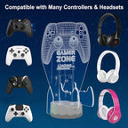 Light up Headset and Controller Stand, 16 Colors 3D LED Lights Gamepad Headphone Holder with Remote Control, Game Controller Hanger for All Universal Gaming PC Accessories