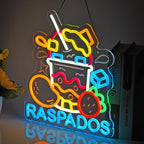 CNBEYOUNG Raspados Neon Sign, Neon Lights Hanging Wall Art Decoration for Mexican Restaurants Shop Bar Food Truck Kitchen Party Home Decor, USB - Driven, Super Bright & Adjustable,13.78x 12.6inches