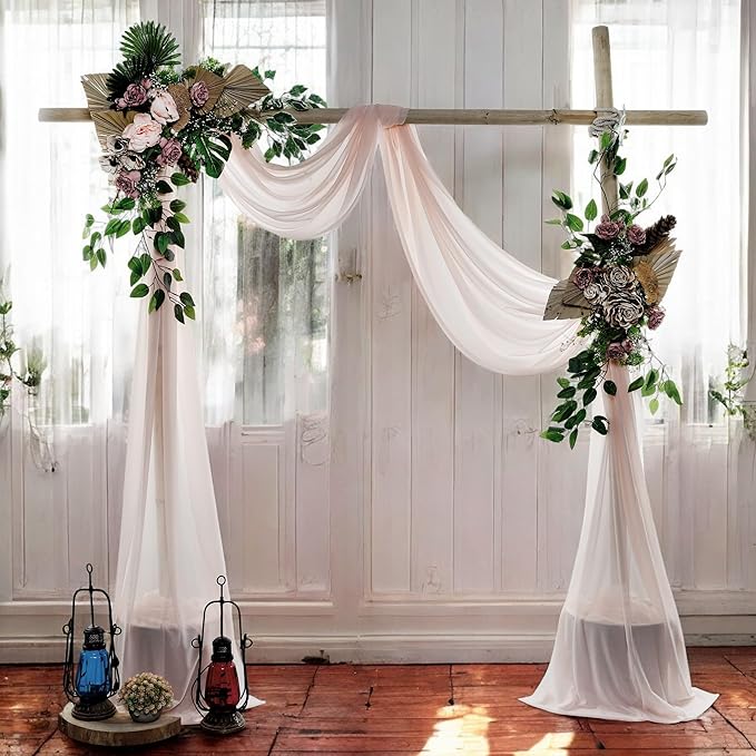 MDS Halloween Chiffon Draping Fabric - 1 Panel, 30" Wide x 20ft Long - Sheer Spooky Arbor & Canopy Drapery for Haunted House Backdrops, Party Ceilings, DIY Costumes & Themed Events - Nude