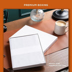 Beechmore Books A4 Sketchbook – 8.5x11 Premium Vegan Leather Bound Large Sketch Book Hardcover with 156 Thick 160gsm Perforated Ivory Pages, Blank Sketch Pad, Gift Boxed, Back Pocket, Ribbon Bookmark