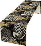 Japanese Table Runner Oriental Tradition Kio Fish Gold Art Printed Burlap Runner Home Kitchen Dining Table Living Room Decor Fabric 1 Panel W13xL70in