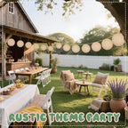10Pcs 10" Boho Fall Party Decorations, Hanging Round Print Burlap Paper Lanterns for Office Classroom Ceiling Home Patio Neutral Baby Bridal Shower Wedding Rustic Thanksgiving Decor (10inch)