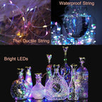 Upgraded 12 Pack Diamond Solar Wine Bottle Lights, 20 LEDs Waterproof Copper Light, Bottle Light Fairy Cork String Lights for Yard Patio Decor, DIY Birthday Gift for Mom Grandma Friend(MultiColor)