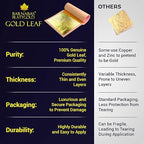 Barnabas Blattgold Edible Gold Leaf 24K - Cake Decorations, Loose Gold Leaf Sheets for Cupcakes - 3.1 inches, Book of 20