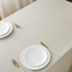 NLMUVW Ivory Linen Tablecloth for Rectangle Tables, Rustic Textured Table Cloth Water Resistant Farmhouse Table Cover for Kitchen Dining Coffee, 54 x 78 Inch