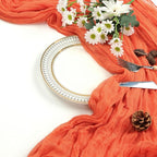 12 Pack Fall Thanksgiving Table Runner Orange 10ft Boho Gauze Fabric Cheesecloth Table Runner 35 x 120 Inch Rustic Sheer Runner for Wedding Home Décor Halloween Party Table Centerpiece Decorations