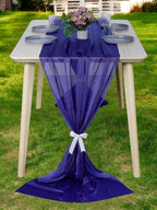 MDS Halloween Chiffon Table Runner - 15 Pack, 29 x 170 Inches, 14ft Each - Sheer Spooky Table Runners for Haunted House Parties, Trick-or-Treat Tables, Witchy Décor, Wedding & Events - Royal Blue