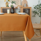 Biscaynebay Fall Tablecloth Textured Fabric Square Tablecloths 54x54 Inch, Bronze Thanksgiving Autumn Harvest Water Resistant Fabric Tablecloths for Kitchen, Dining, Wedding, Parties Machine Washable