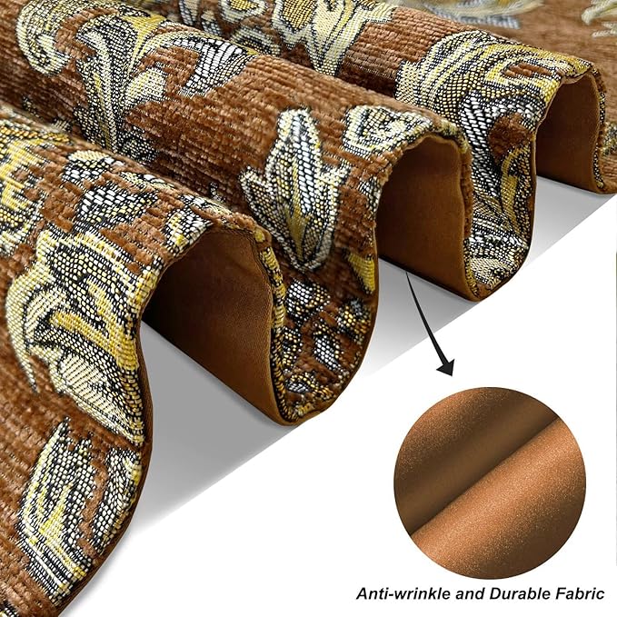 Deluxe Embroidered Table Runner 84" Decoration for Wedding Reception Banquet Meeting Tables Caramel