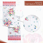 Maison d' Hermine Table Runner 100% Cotton Double Layer Table Runners 72 inches Long Decorative for Kitchen Dining Party Baby Shower Wedding Bridal Shower Spring Summer (Rose Garden, 14.50" x 72")