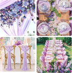 Sioloc 10 Pack Lilac Purple Lavender Cheesecloth Table Runner Fall Autumn Decor for Home 10ft Table Cloth for Tea Wedding Birthday Party Baby Bridal Shower Halloween Thanksgiving