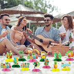 12Pcs Summer Honeycomb Hawaii Table Centerpieces Luau Aloha Table Toppers Tiki Honeycomb Centerpieces Tropical Flamingo Table Decorations for Beach Pool Luau Birthday Wedding Party