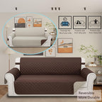 Reversible 4 Seater Sofa Cover 91 Inch Large Couch Cover Furniture Protector(Sofa XX-Large,Chocolate/Beige)