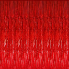 GOER 3.2 ft x 8.2 ft Metallic Tinsel Foil Fringe Curtains Party Photo Backdrop Party Streamers for Birthday,Graduation,New Year Eve Decorations Wedding Decor (1 Pack, Red)