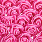Juvale Artificial Roses - 3 in Heads, 100-Pack, Hot Pink - Faux Flowers for Vase & Wedding Decor - Centerpiece Table Decorations & Bridal Bouquet