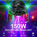 4-Pack Moving Head DJ Lights,150W Party Light with Mixed Lighting Effects, 6 Arms Stage Light Support DMX-512 & Sound Activated, Stage Lights for Party Disco KTV Wedding Club