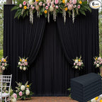 30ft x 15ft Black Wrinkle Free Backdrop Curtain for Parties, Silky Polyester Fabric Wedding Ceiling Drapes, 6 Panels 15ft Photo Back Drop Drapes for Baby Shower Photography Stage Background Cloth