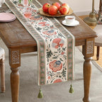 ISAENNE Designer Vintage Linen Table Runner 102 Inches Long,Elegant Floral Pattern Wrinkle Resistant Table Runners for Dining Tables,Thanksgiving,Kitchen Tables,Christmas,12"*102"-Daffy B