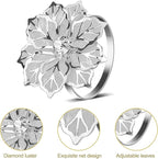 KPOSIYA Hollow Out Flower Napkin Ring Holder Metal Napkin Rings Set of 20 for Wedding Party Holiday Banquet Christmas Dinner Delicate Serviette Buckles Decor Favor (20, Flower-Silver)