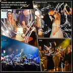100 Pcs Wedding Wands Ribbon Streamers with 3 Colorful Flashing Modes, Light up LED Silk Fairy Wands, Glow Lace Stick with Bells for Wedding Reception, Graduation, New Year, Birthday Party (Champagne)