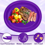 QZYL 50 Pcs Party Decorations, 12.2'' X 10.2'' Oval Large Plates, Purple Disposable Paper Plate Daily Dinner Tray Heavy Duty Paper Plates for Birthday Wedding Picnic Baby Shower Barbecue Holiday