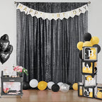 Sugargirl Halloween Black Sequin Backdrop Curtain 4 Panels 2FTx8FT Glitter Black Background Drapes Sparkle Photography Backdrop for Party Wedding Birthday Wall Decoration