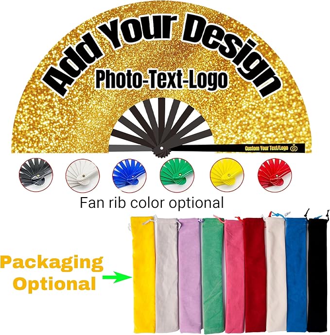 Custom Fans with Your Photo/Text - Personalized Folding Hand Fan for Line Dancing, Weddings, Parties | Decorative Gift for Women, Church Events & Dance Performances (200, 13 Inch)