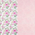 RUSPEPA Reversible Floral Wrapping Paper Roll, Mini Roll, Pink Rose Blossom Design and Pink Solid Color, Elegant Gift Wrap for Birthday, Wedding, Mother's Day, Bridal Shower, 17 Inches x 16.4 Feet