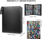 Trading Card Binder 16 Pocket with Display Window, 1024 Cards Capacity Card Binder, Waterproof PU Leather Photocard Baseball Card Binder for MTG, TCG, Sports Cards, Black