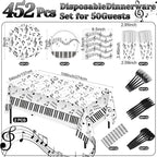 452 Pcs Music Themed Party Decorations for 50 Guests, Musical Notes Paper Plates Napkins Cups Tablecloth Cutlery Straws for Music Karaoke Birthday Wedding Baby Shower Party Supplies