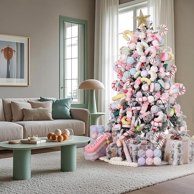 LANGXUN 6pcs Candy Land 2025 Xmas Birthday Party Wedding Suppiles Decoration, Hanging Candy Cane Christmas Tree Décor, Christmas Decorative Hanging Ornaments Crafts