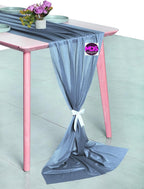 MDS Halloween Chiffon Table Runner - 20 Pack, 29 x 170 Inches, 14ft Each - Sheer Spooky Table Runners for Haunted House Parties, Trick-or-Treat Tables, Witchy Décor, Wedding & Events - Dusty Blue