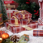 LeZakaa Christmas Red Wrapping Paper Roll, Buffalo Plaid Red for Christmas Winter Holiday Family Gathering, Grid Backing, 17 inches x 32.8 Feet, Mini Roll