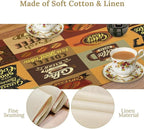 Coffee Table Runner,Vintage Style Coffee Beans Cups Theme Design Pattern Print Tablecloth Burlap for Hotel Indoors Outdoor Dining Room Kitchen Holiday Party, 13x108in