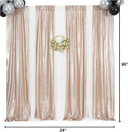 Champagne Sequin Backdrop Curtains, 2 Panels Champagne Blush Sequin Backdrop, 2FTx8FT Sequin Curtains for Party Wedding Sequence Backdrop