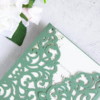 20Pcs Sage Green Laser Cut Invitation Cards With Blank Inner Sheets for Wedding Cards Bridal Shower Engagement Quinceanera Invitation (No Envelopes)