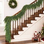 6FT Christmas Norfolk Pine Garland -2PCS, Artificial Pine Needles Garlands Faux Greenery Fake Garland for Holiday Fireplace,Table,Window,Stairs,Mante,Indoor Outdoor Decor