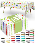 Pureegg Plastic Table Cloth Disposable 10 Pack, 54 x 108 Inch Table Cloths, Birthday Party Decorations, Picnic, White Tablecloths, Rectangle, Colorful, Rainbow Cover, Leakproof & Sturdy, Balloon